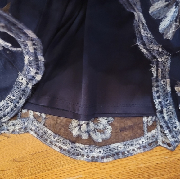 Altar'd State Navy Blue White high neck sleeveless dress floral lace overlay - Picture 5 of 5